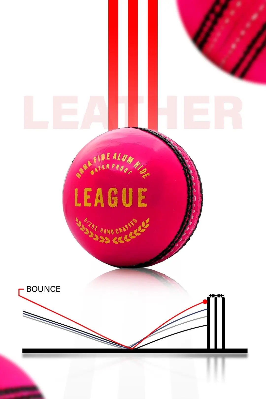 Heega League Series Pink Leather Ball For Practice Session