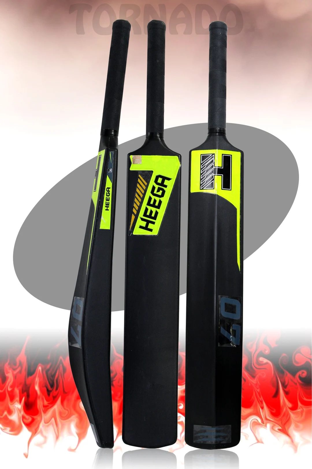 Heega Tornado 07 Full Size Heavy Plastic Tennis Cricket Bat (34” X 4.5” Inch) (Black) 