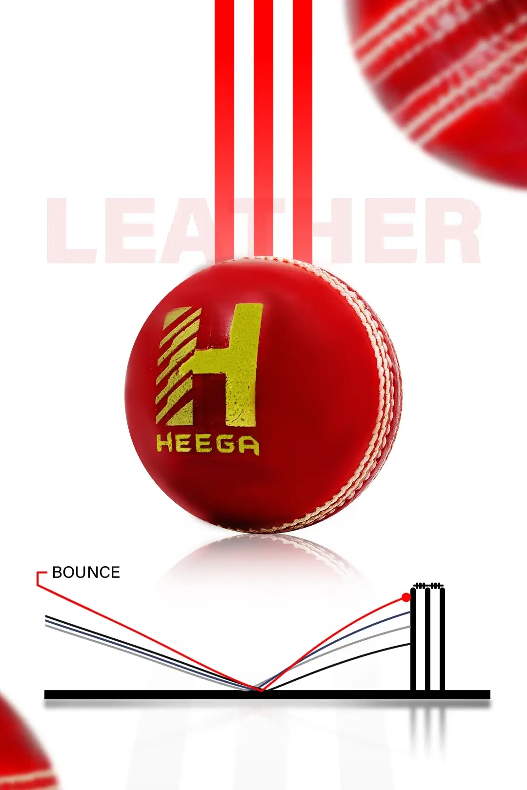 Heega Stallion Premium Quality Conventional Cricket Leather Ball (Red)