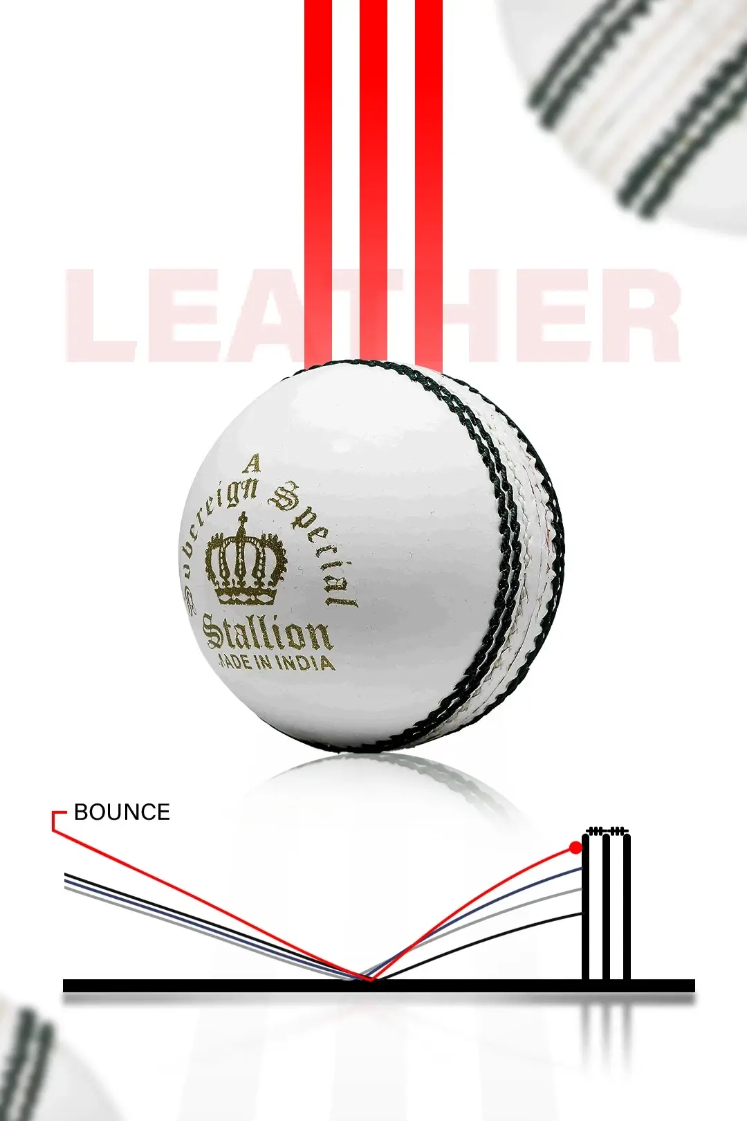  Heega Stallion Premium Quality Conventional Cricket Leather Ball White