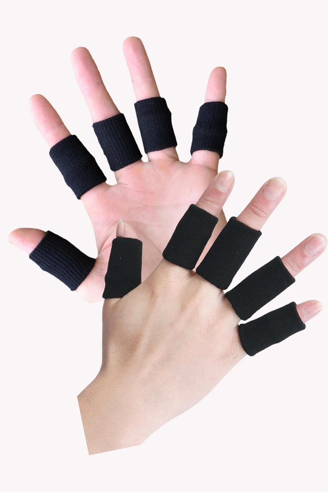  Heega 10Pcs Finger Sleeves Protectors (Plain Black) Thumb Brace Support Elastic Compression Protector For Relieving Pain, Arthritis,Trigger Finger, Sports 