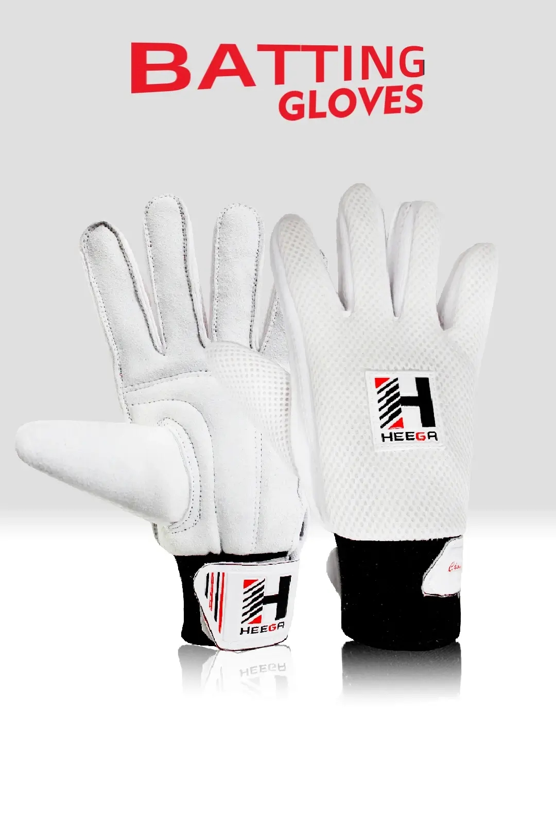 Heega Cricket Batting Gloves-for Beginner Players: Leather Palm |Elastic Towel Wrap for Adult