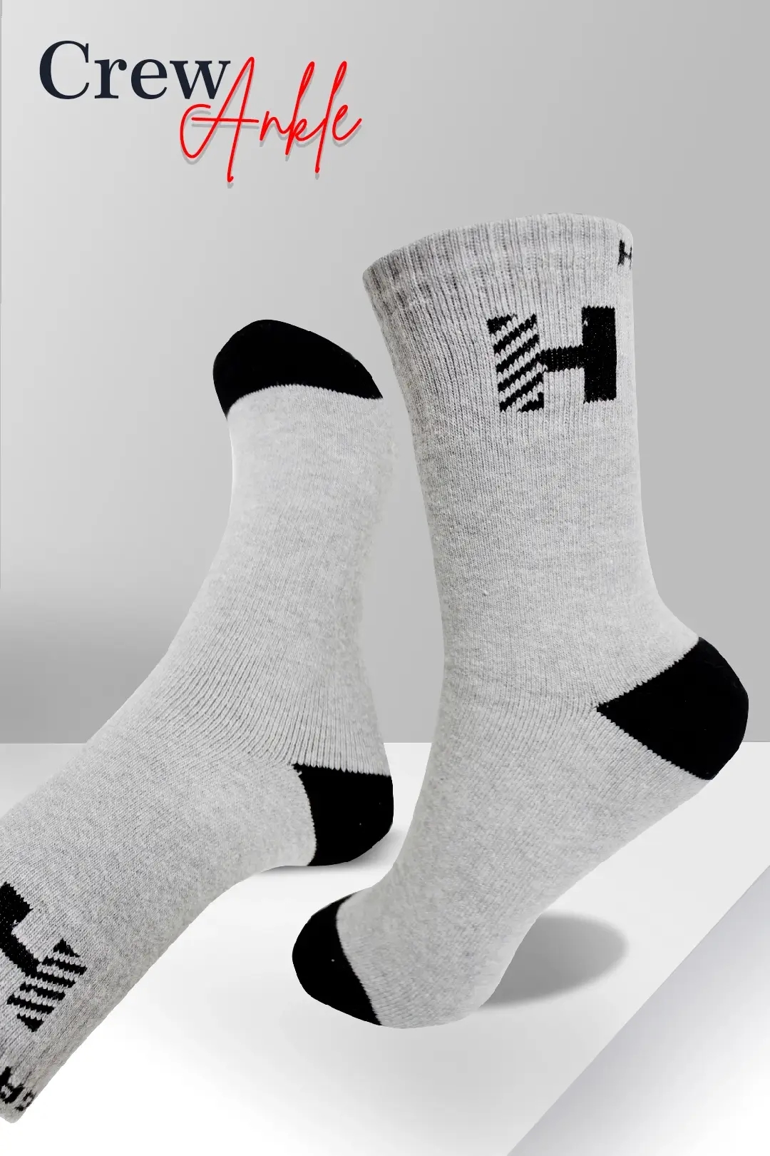  Heega Crew Ankle Cricket Socks | Men Size Sport Socks (Pack of 2) 