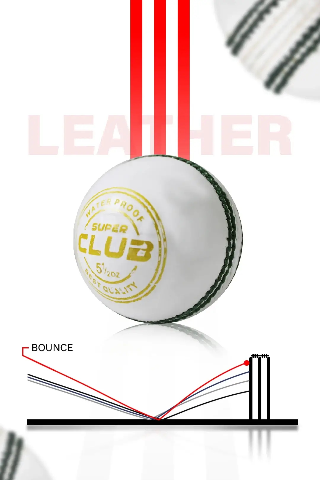 Heega Super Club Paint White 4 Pc Leather Cricket Ball