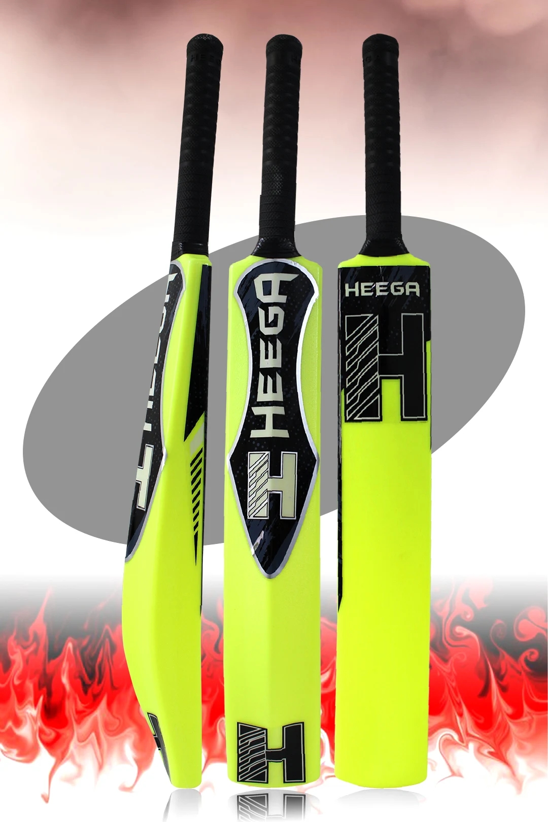  Heega Tornado Green Heavy Duty Plastic Tennis Cricket Bat 