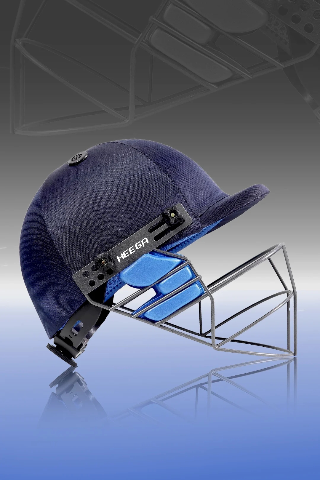  Heega Gold Cricket Helmet Men Size (Navy Blue)