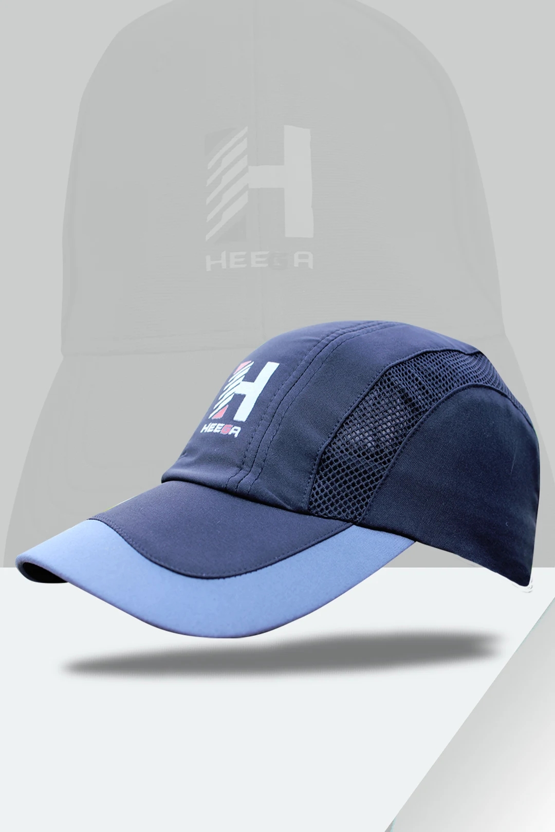 Heega Sport Caps with Adjustable Strap | Summer Cap for All Sports With Net (Black & Grey)