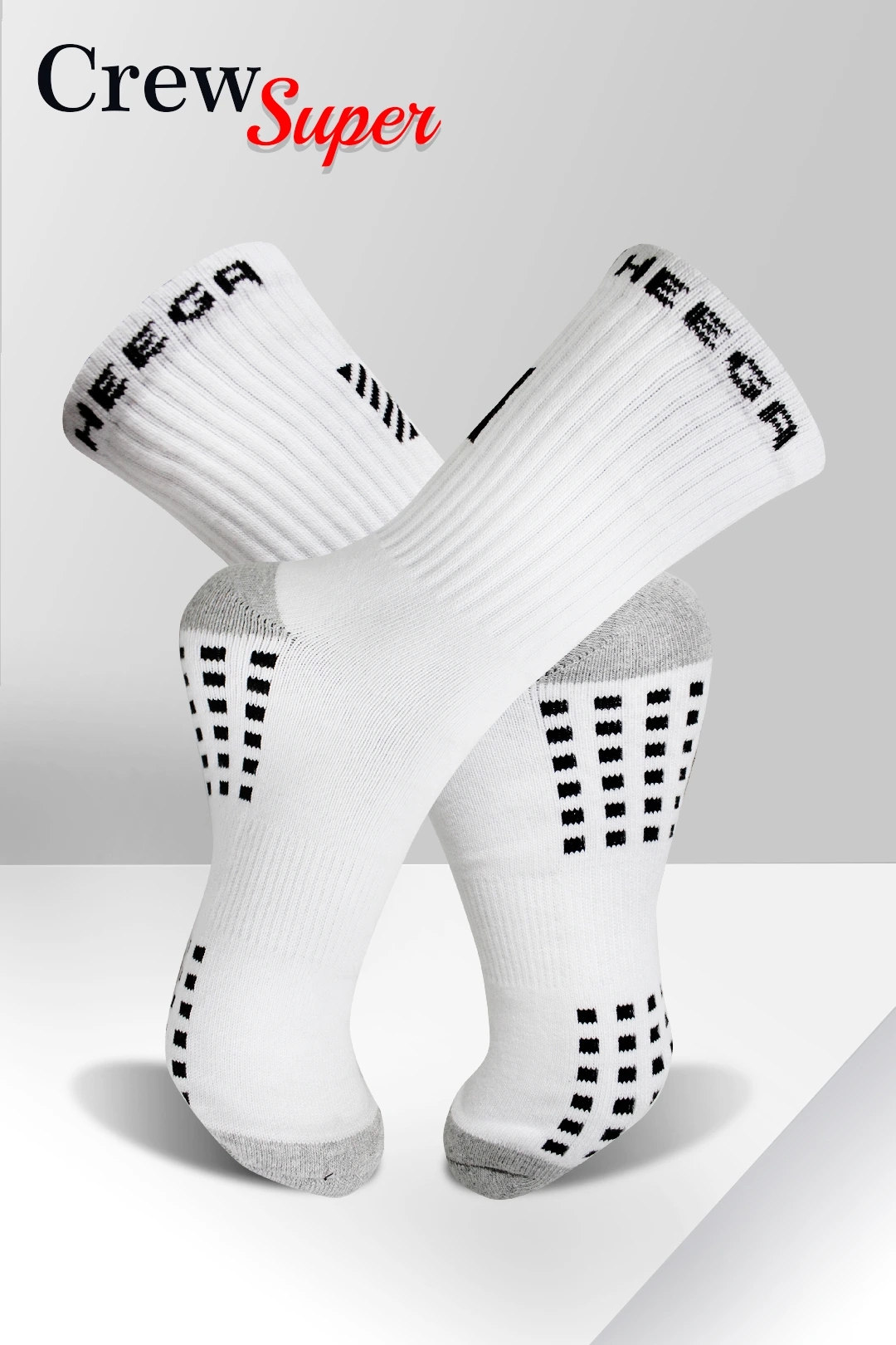  Heega Crew Super Ankle Socks | Ankle Cricket Socks Men Size (White) Pack of 2 