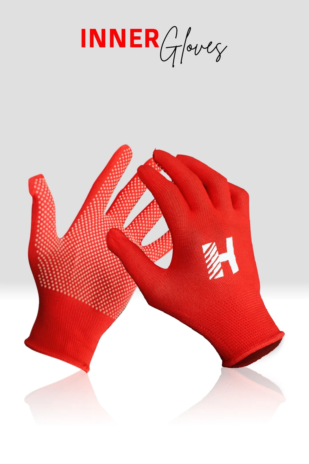 Heega PVC Dotted Cotton Gloves For Tennis & Cricket - Recommended for Soft Ball Only (Red)