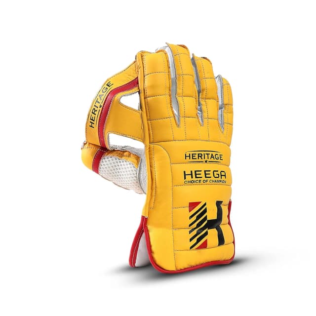 Heega Heritage Cricket Wicket Keeping Gloves Yellow
