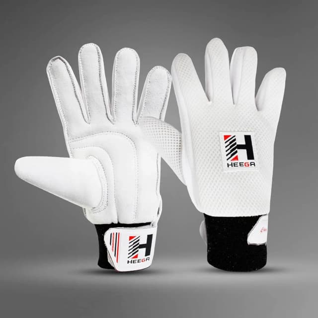Heega Cricket Batting Gloves-for Beginner Players: Leather Palm |Elastic Towel Wrap for Adult