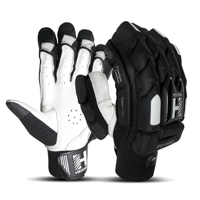 Heega™ Upper Cut Batting Gloves with English Pittard Leather Palm for Men Colour: Black (Left)
