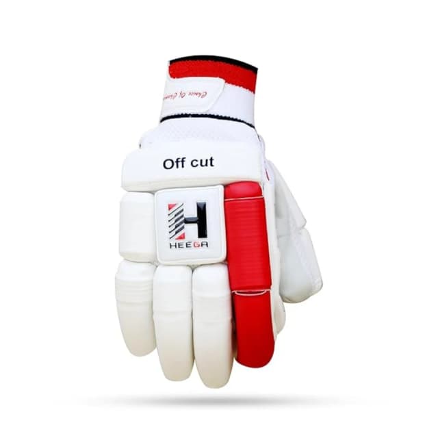 Heega ™ Off Cut Batting Gloves with Leather Palm for Men Left Handed/Right Handed | Ergonomically Designed | Highest Protection | Utmost Comfort | (Right)