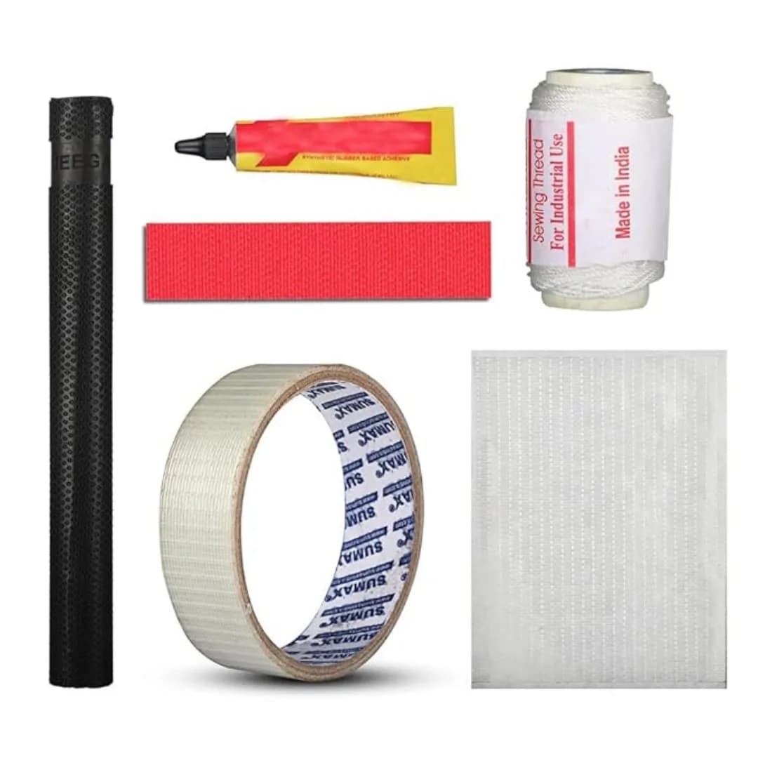 Heega Choice Of Champion Complete Bat Care kit (Toe Guard Grip Rubber Adhesive Edges Tape Face Sheet Binding Thread)