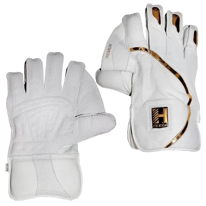Heega Premium Leather Cricket Wicket Keeping Gloves Suitable for Professional Players (Mens)