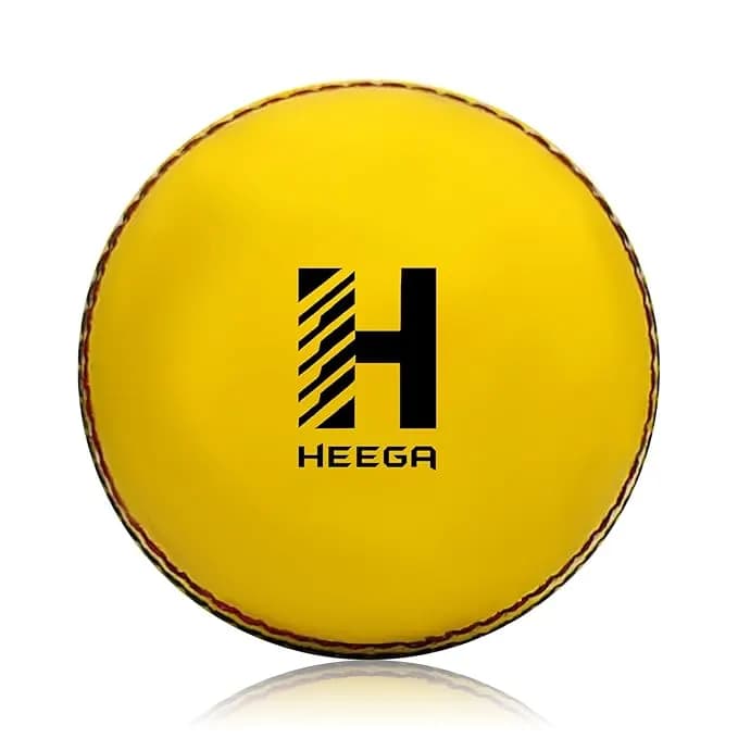 Heega Indoor Cricket Leather Ball - Genuine Yellow Leather Cricket Balls (Core of Plastic) for Indoor Cricket Practice, Training, Matches for Seniors & Juniors (Yellow Leather) 