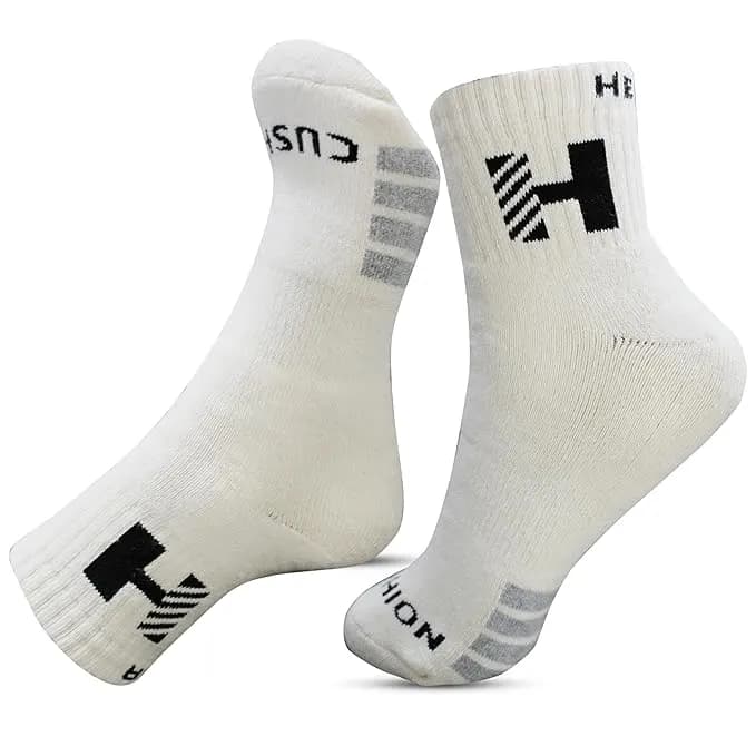 Heega Cushion Ankle Cricket Socks | Size Men Sport Socks (Off White) (Pack of 2)
