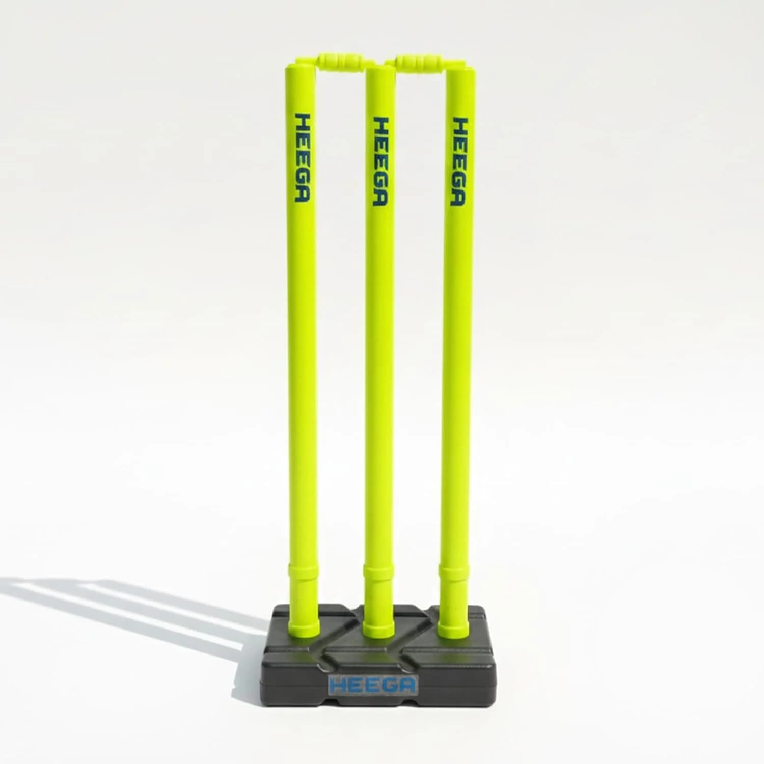 Heega Plastic Cricket Stumps Set with Base & Bails | Durable, Portable & Ideal Wickets for Practice, Match, and Training (Neon Yellow | Black) 