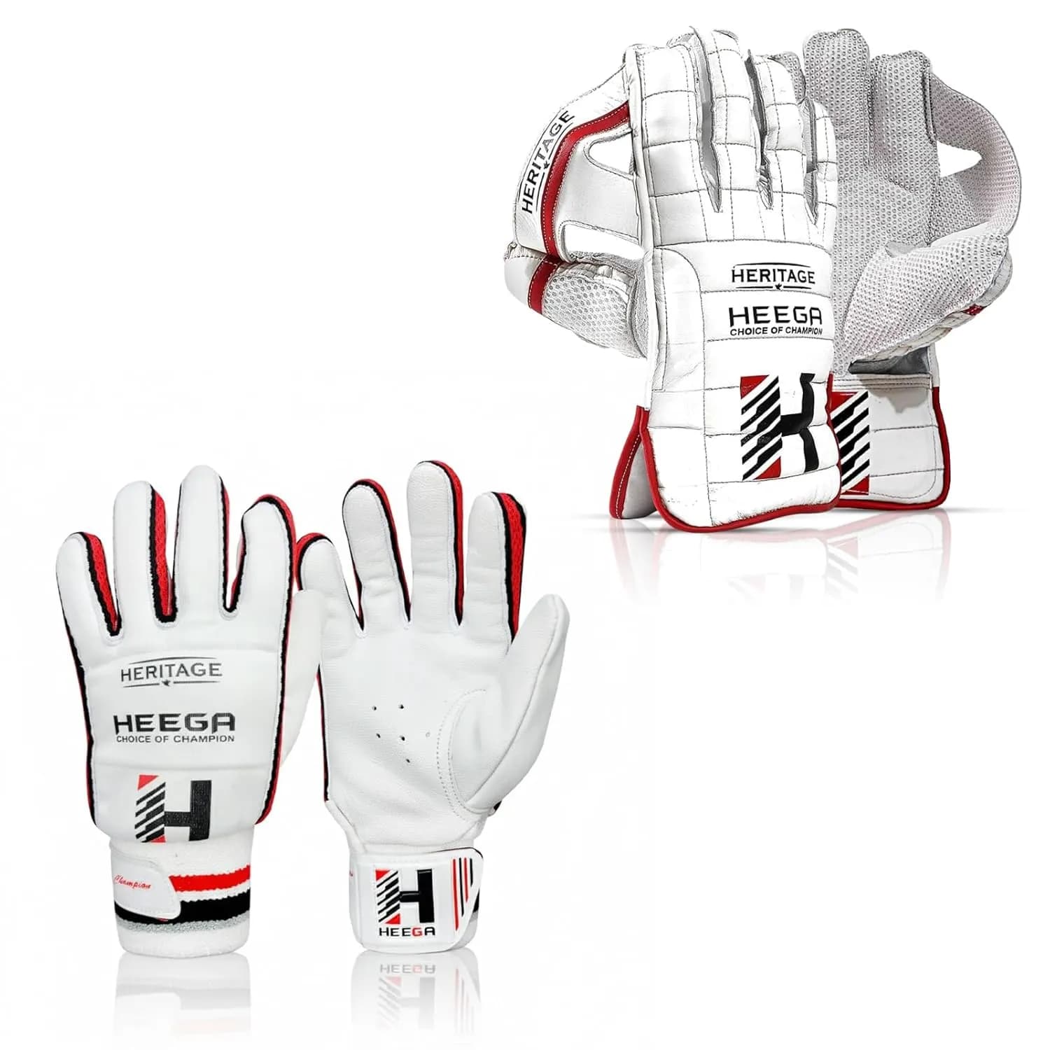 Heega Heritage Cricket Wicket Keeping & Inner Gloves Combo for Men - White
