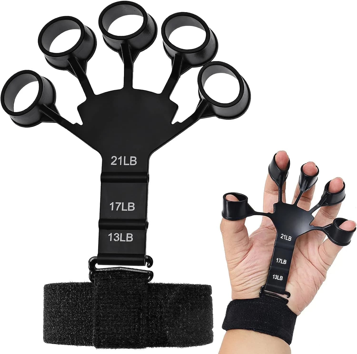 Heega Finger Grip Hand Exerciser, Black Portable Finger Strength Trainer, Adjustable Resistance for Hand Therapy, Rehabilitation, Stress Relief (Forearm Adjustable)