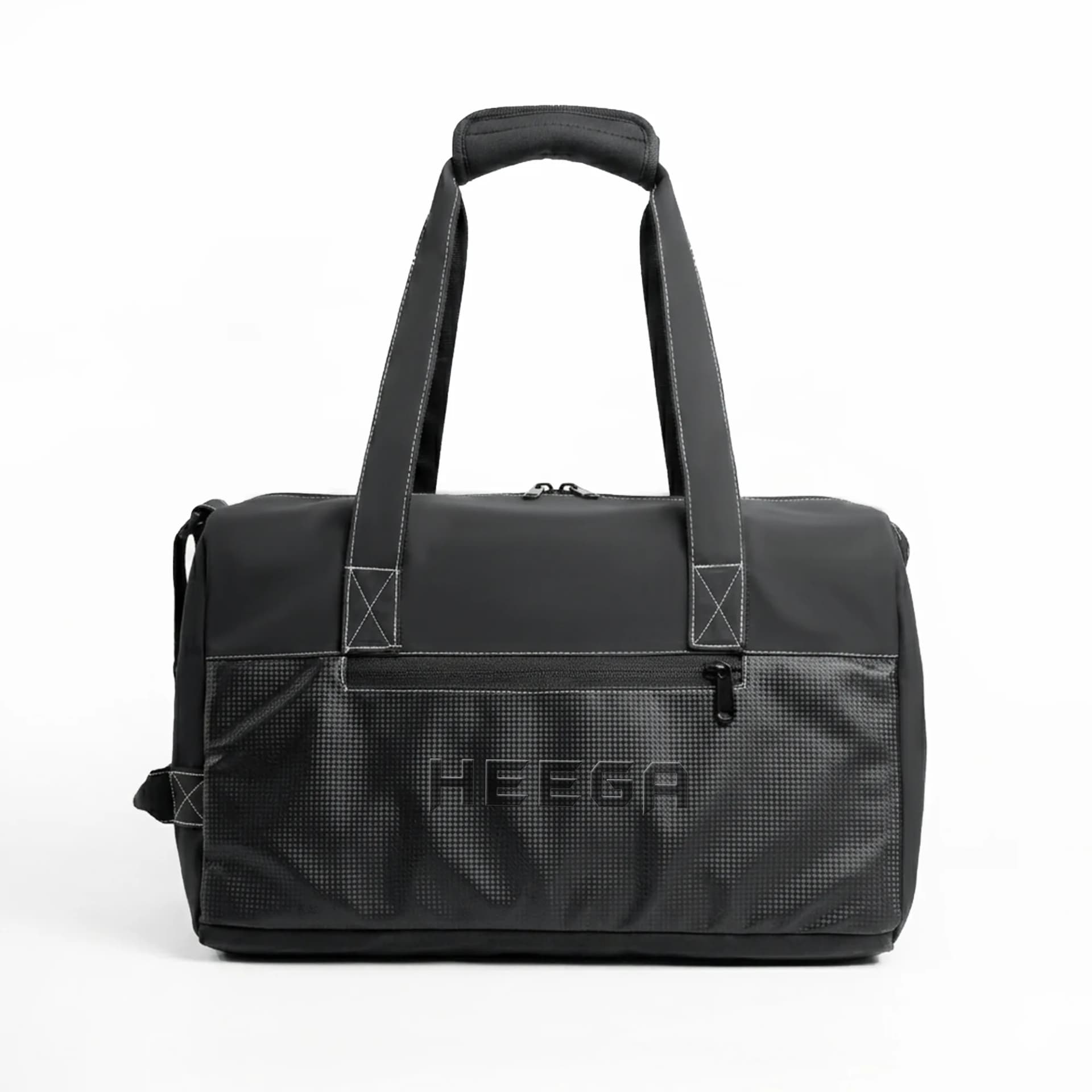 Heega HexaPulse Bag for Men Women 28L Polyester Gym Bag with Shoe Compartment Water-Resistant Multi-Pockets Handbag Detachable Shoulder Strap Sleek Training Swimming, Black