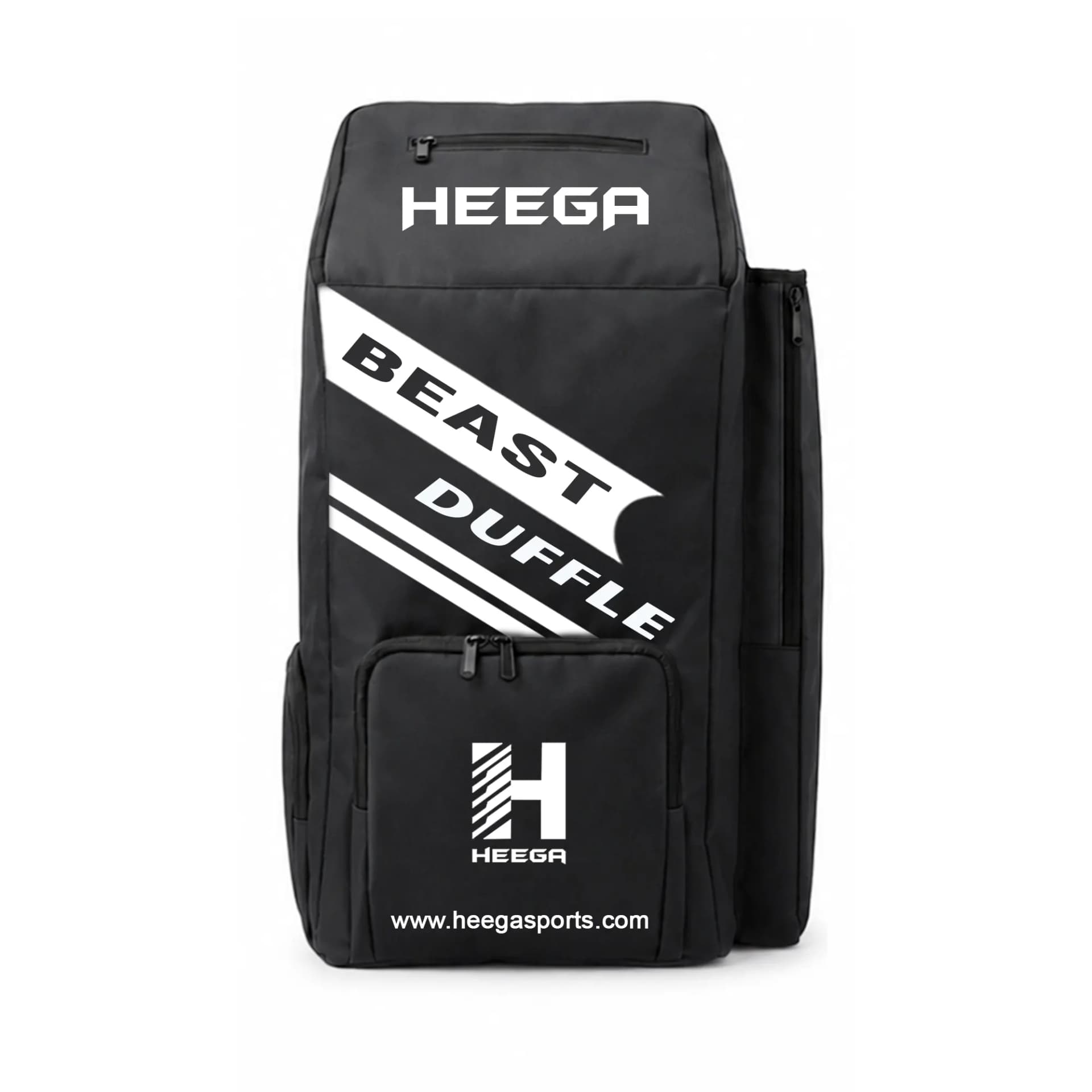 Heega Beast Duffle Wheelie Cricket Kit Bag | Cricket Gear Bag with Multiple Compartments, Shoe Pocket & Adjustable Shoulder Straps for Players - Black