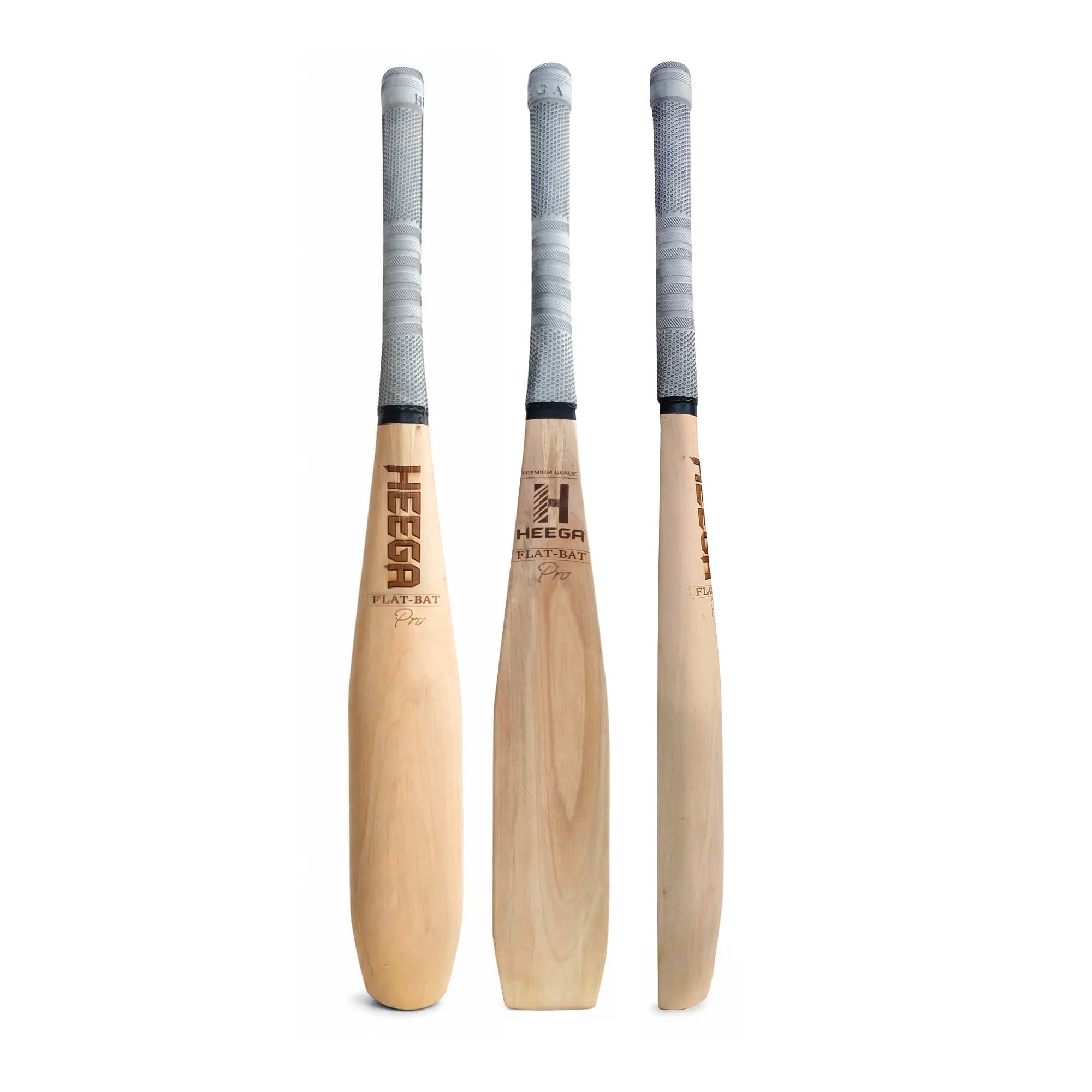 Heega Kashmir Willow Flat Half Baseball Cricket Bat | Premium Leather Ball Bat with Wide Flat Blade, Large Sweet Spot & Cane Handle for Practice & Matches - Size-SH