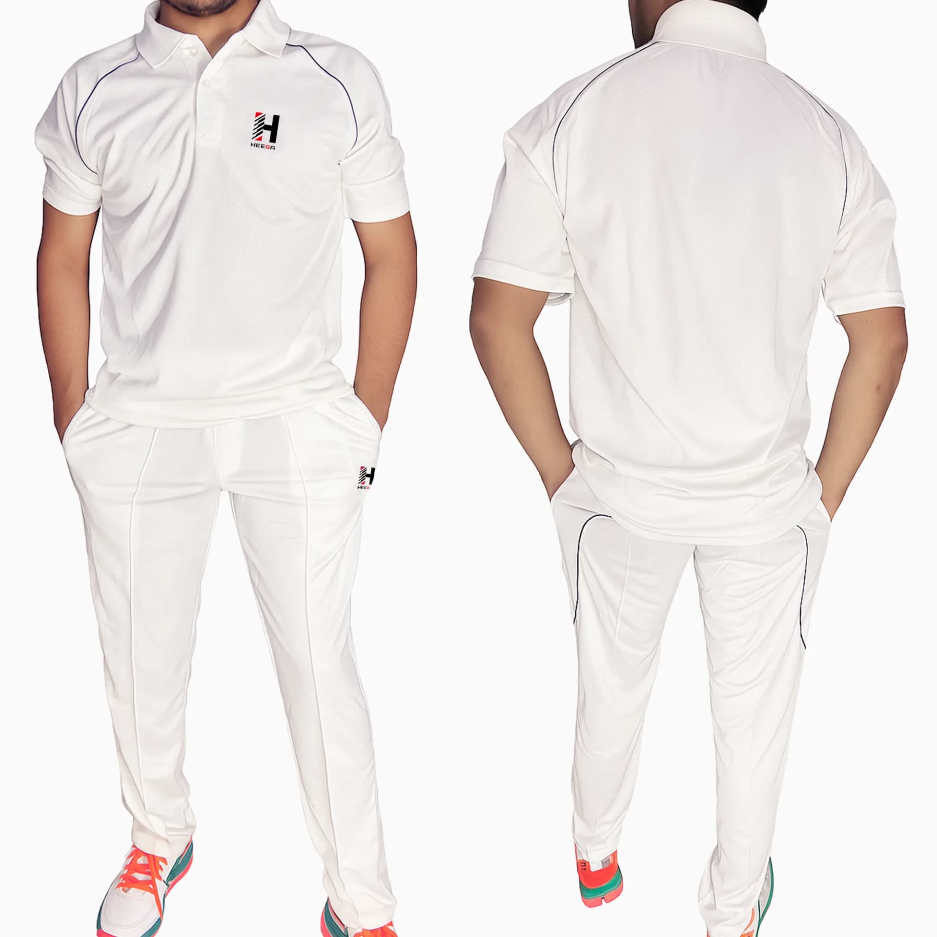 Heega Half Sleeves Cricket Pine Apple-T-Shirt & Foma Lower Combo for Men - (White)