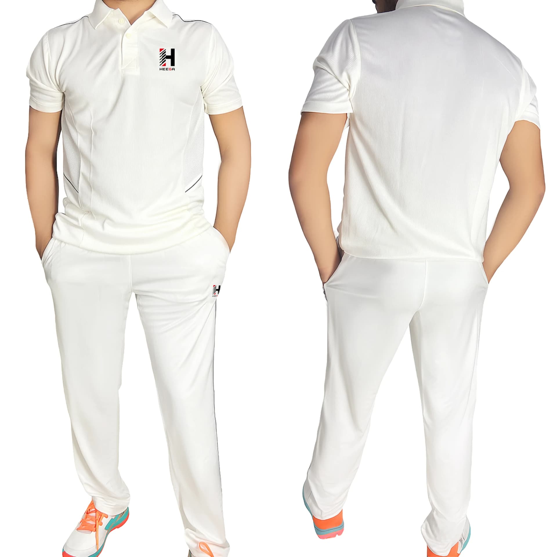 Heega Half Sleeves Cricket Signature -T-Shirt & Foma Lower Combo for Men (White)