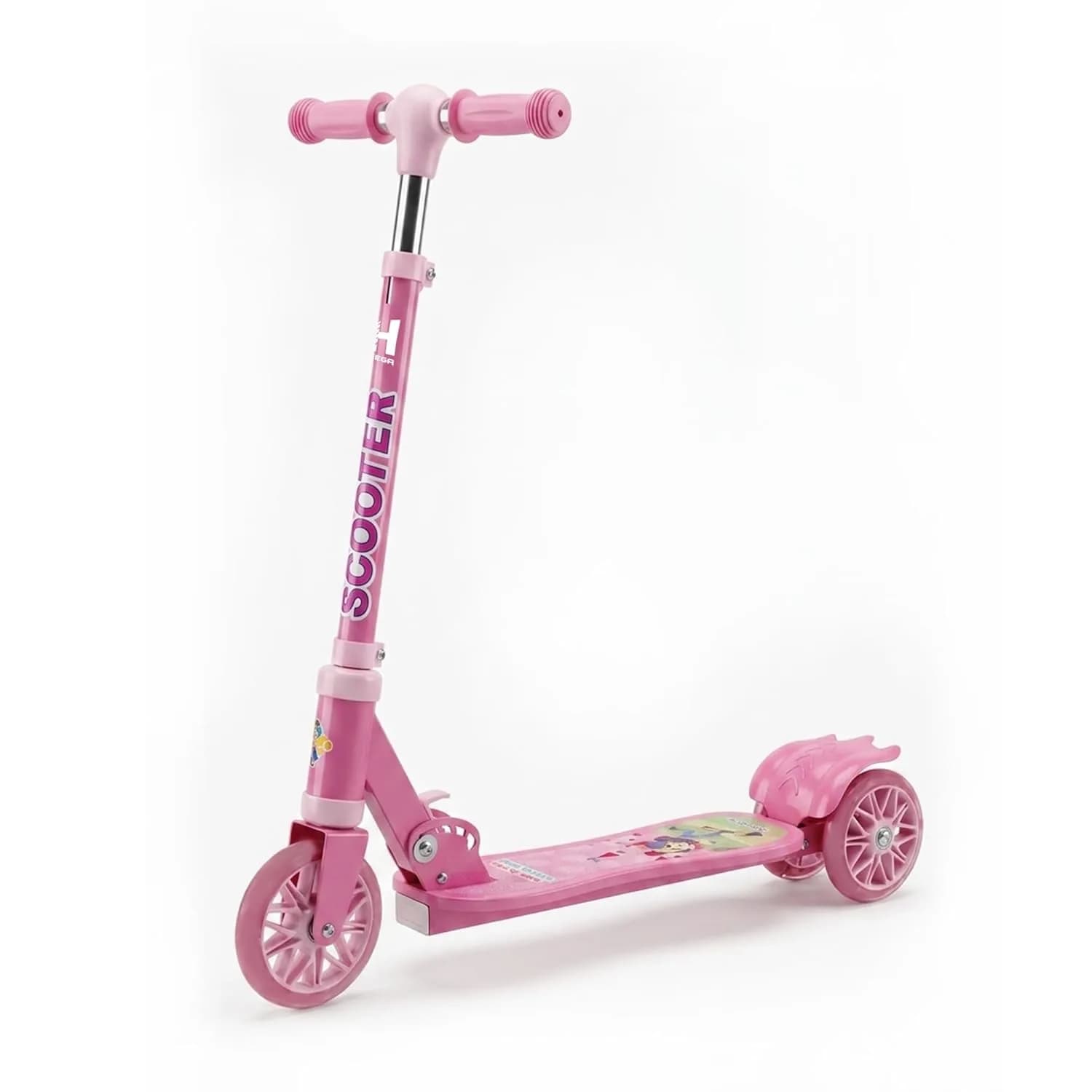 Heega 3 Wheel Tractor Scooter Runner Ride-On for Kids with Anti Slip ABS 3 to 9 Years 3 Adjustable Height, Foldable & Weight Capacity 50 kg Kick Scooter